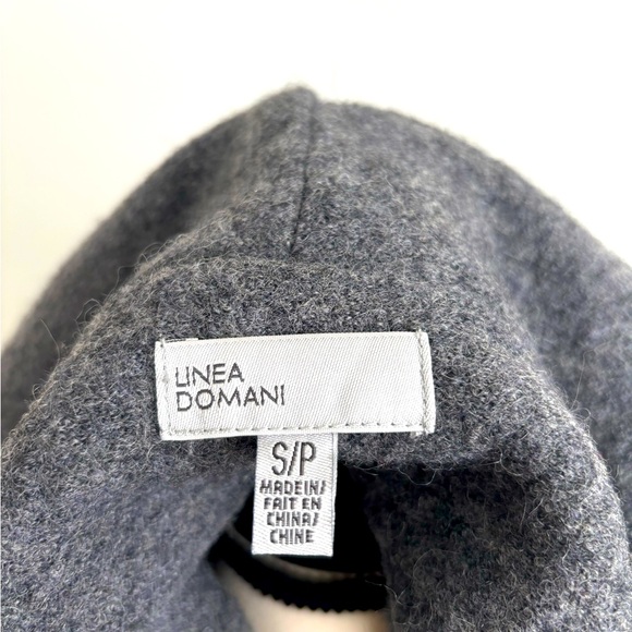 LINEA DOMANI GRAY HOODED 100%WOOL TOP JACKET. LONG SLEEVE THREE BUTTON  SZ. SP - Picture 4 of 8